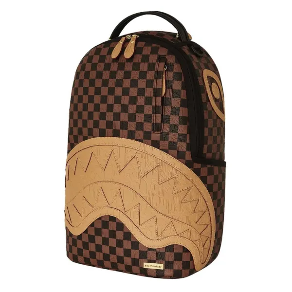 Mochila marrón Sprayground Embossed Check - lateral
