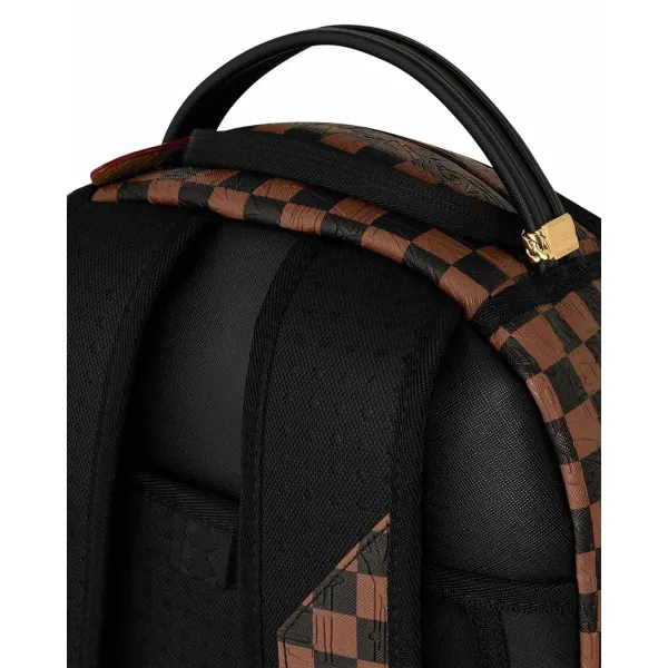Mochila marrón Sprayground Embossed Check - asa