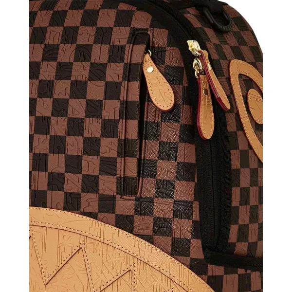 Mochila marrón Sprayground Embossed Check - cremallera