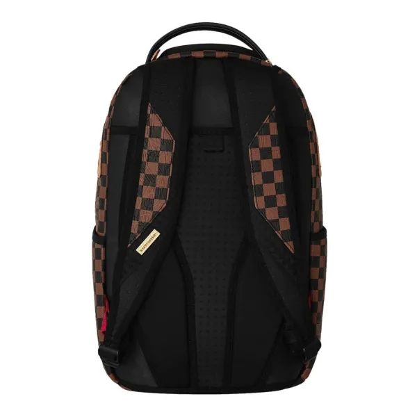 Mochila marrón Sprayground Embossed Check - trasera
