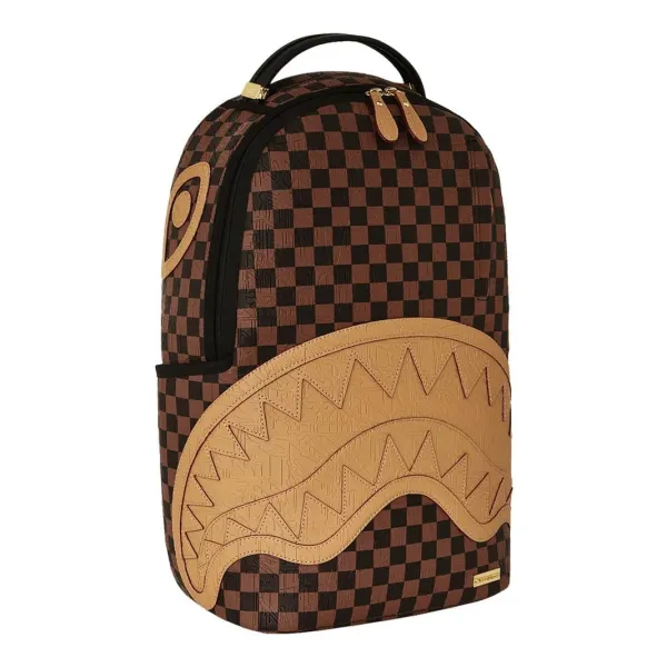 Mochila marrón Sprayground Embossed Check - lateral