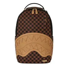 Mochila marrón Sprayground Embossed Check - frontal