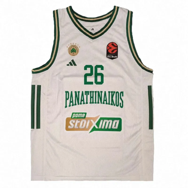 Camiseta Lessort Panathinaikos Panathinaikos Adidas blanca - frontal