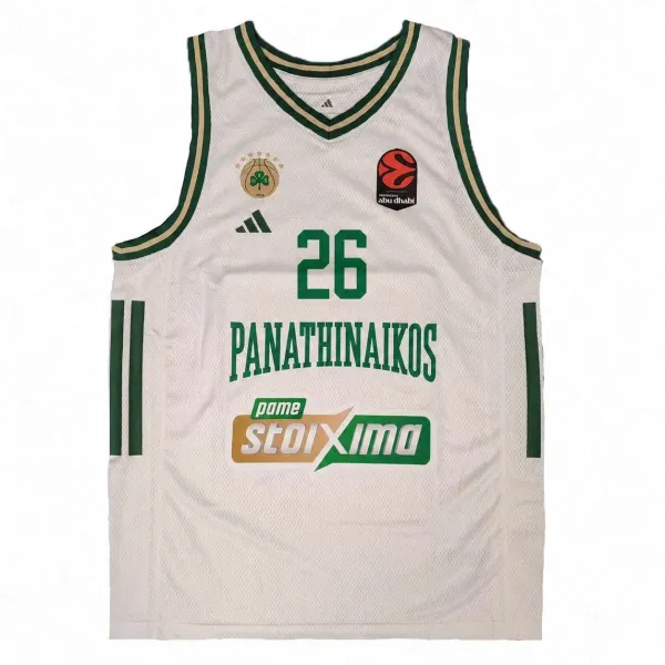 Camiseta Lessort Panathinaikos Panathinaikos Adidas blanca - frontal Camiseta Lessort Panathinaikos Panathinaikos Adidas blanca - frontal