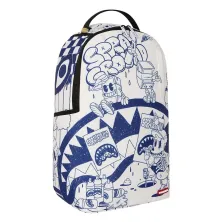 Sprayground Blue Ink Doodle - lado Sprayground Blue Ink Doodle - lado