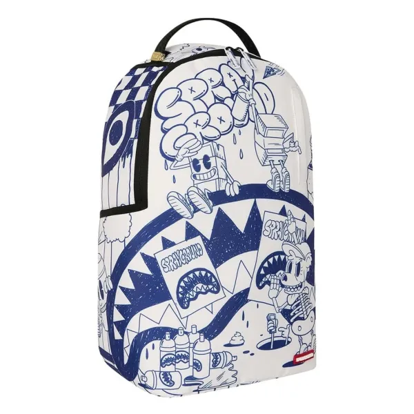 Sprayground Blue Ink Doodle - lado Sprayground Blue Ink Doodle - lado