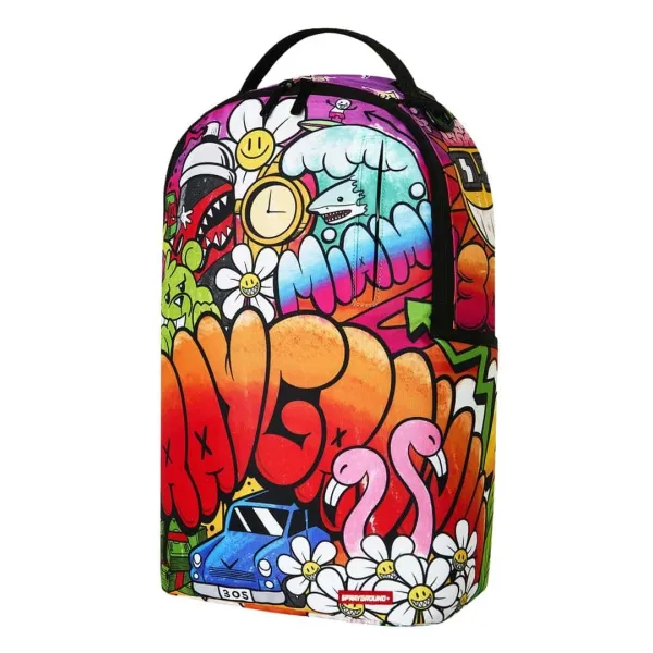 Mochila Sprayground Miami Doodle multicolor - lado 2 Mochila Sprayground Miami Doodle multicolor - lado 2