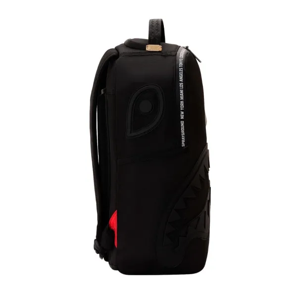 Sprayground Shark Central Printed Zip - Mochila negra - lado Sprayground Shark Central Printed Zip - Mochila negra - lado
