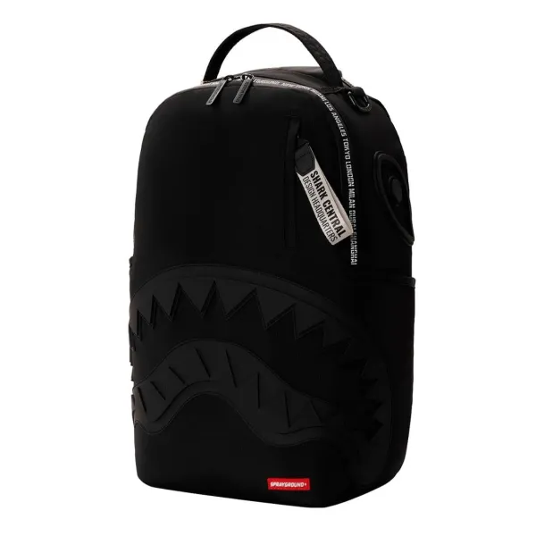 Sprayground Shark Central Printed Zip - Mochila negra - lado Sprayground Shark Central Printed Zip - Mochila negra - lado