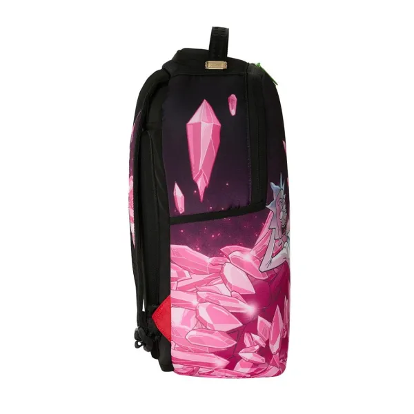 Mochila Sprayground Rick and Morty en negro y rosa - lado Mochila Sprayground Rick and Morty en negro y rosa - lado