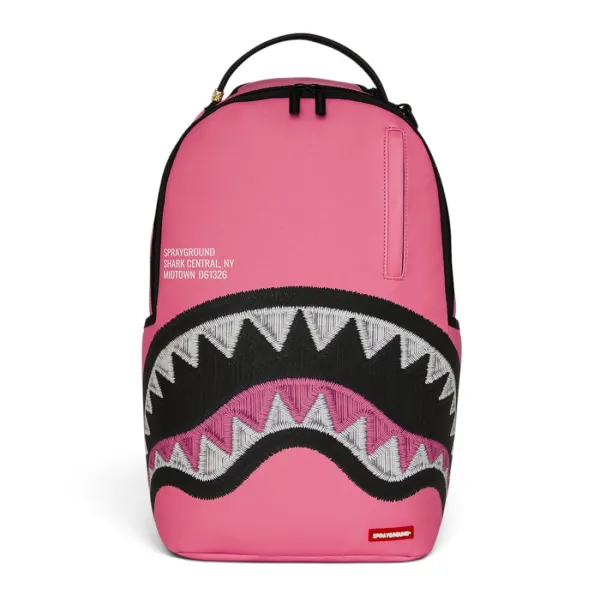 Sprayground Shark Central Pink Embroidered - frontal Sprayground Shark Central Pink Embroidered - frontal