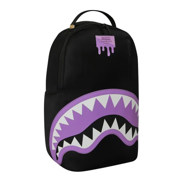 Sprayground Shark Central negra y morada - lateral Sprayground Shark Central negra y morada - lateral