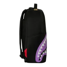 Sprayground Shark Central negra y morada - de lado Sprayground Shark Central negra y morada - de lado