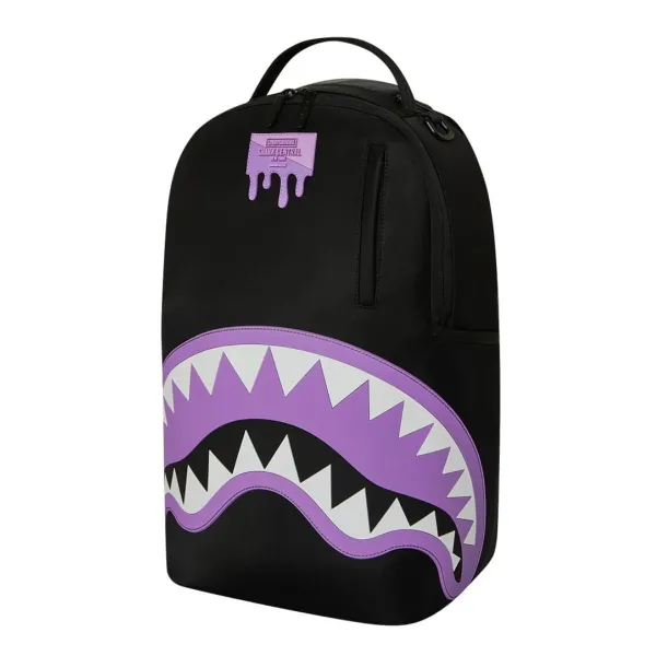 Sprayground Shark Central negra y morada - lado 2 Sprayground Shark Central negra y morada - lado 2