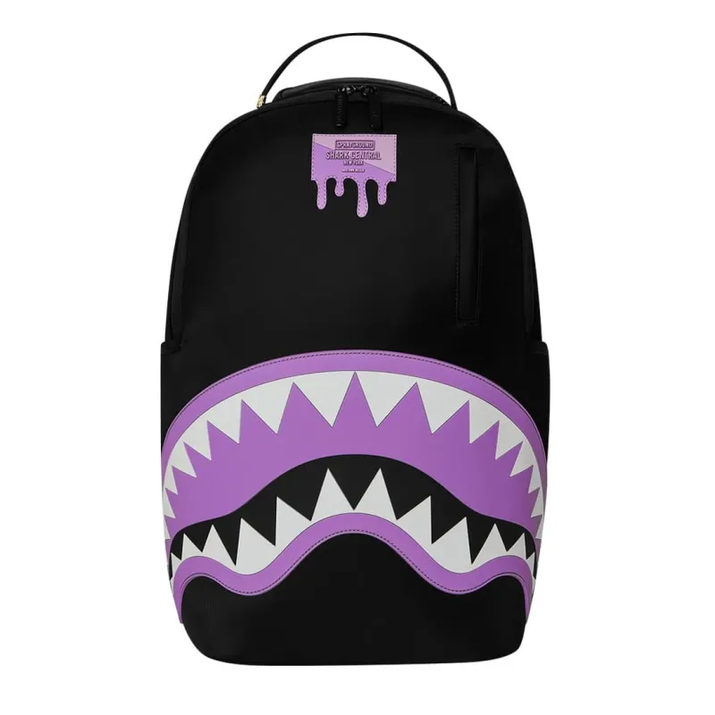 Sprayground Shark Central negra y morada - frontal