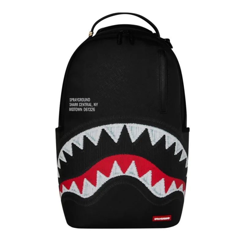 Sprayground Shark Central Negra y bordada - frontal