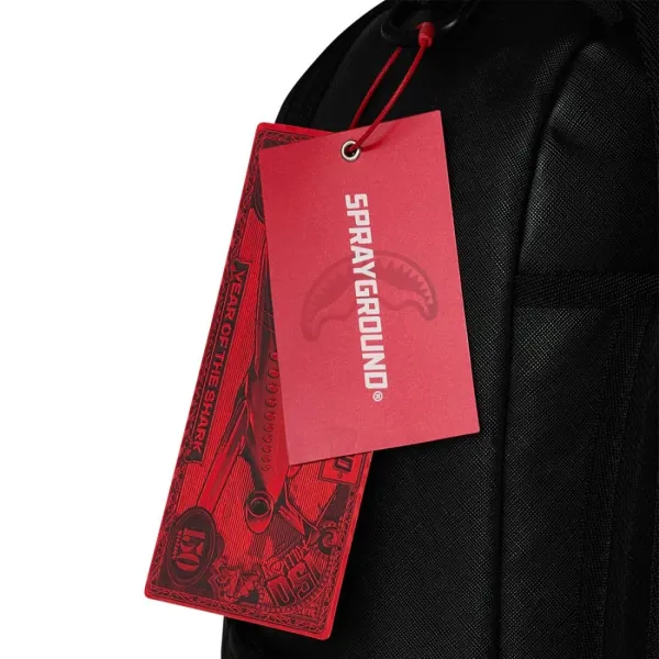 Sprayground Shark Central Negra y bordada - etiqueta Sprayground Shark Central Negra y bordada - etiqueta