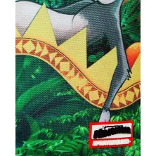 Mochila Sprayground Madagascar King Julien - detalle etiqueta