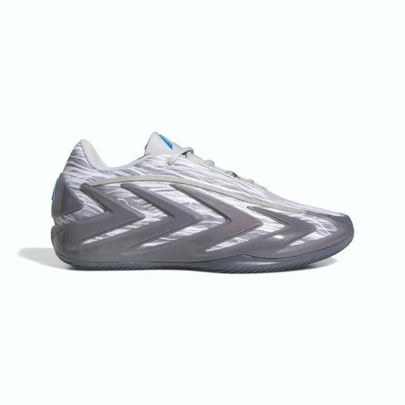 Adidas Anthony Edwards 3 Snow Camo en gris y blanco con Hyperboost - lateral