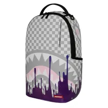 Mochila Sprayground Cream Space Drip B8453 con cuadros claros, boca rosa y goteo violeta 4 Mochila Sprayground Cream Space Drip B8453 con cuadros claros, boca rosa y goteo violeta 4