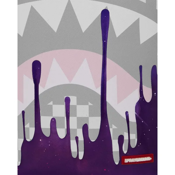 Mochila Sprayground Cream Space Drip B8453 con cuadros claros, boca rosa y goteo violeta 7 Mochila Sprayground Cream Space Drip B8453 con cuadros claros, boca rosa y goteo violeta 7