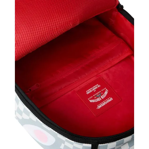 Mochila Sprayground Cream Space Drip B8453 con cuadros claros, boca rosa y goteo violeta 8 Mochila Sprayground Cream Space Drip B8453 con cuadros claros, boca rosa y goteo violeta 8