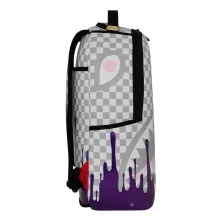 Mochila Sprayground Cream Space Drip B8453 con cuadros claros, boca rosa y goteo violeta 10 Mochila Sprayground Cream Space Drip B8453 con cuadros claros, boca rosa y goteo violeta 10
