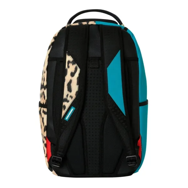 Mochila Sprayground Cheetah Split B8365 turquesa y estampado animal con boca de tiburón en relieve - 6