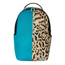 Mochila Sprayground Cheetah Split B8365 turquesa y estampado animal con boca de tiburón en relieve - 1