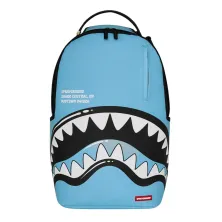 Mochila Sprayground Shark Central en azul celeste y mandíbula de tiburon negra y blanca 1