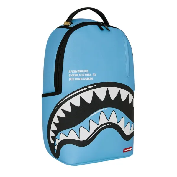Mochila Sprayground Shark Central en azul celeste y mandíbula de tiburon negra y blanca 5 Mochila Sprayground Shark Central en azul celeste y mandíbula de tiburon negra y blanca 5