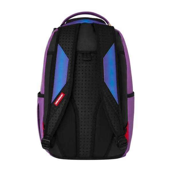Mochila Sprayground Shark Central Embossed Dusk B9627 azul y violeta con boca de tiburón en relieve - trasera Mochila Sprayground Shark Central Embossed Dusk B9627 azul y violeta con boca de tiburón en relieve - trasera