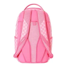 Mochila Sprayground Pink New Check Faces B8715 rosa con cuadros, pequeñas caras y boca de tiburón - parte trasera Mochila Sprayground Pink New Check Faces B8715 rosa con cuadros, pequeñas caras y boca de tiburón - parte trasera