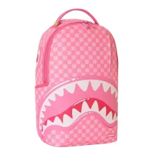 Mochila Sprayground Pink New Check Faces B8715 rosa con cuadros, pequeñas caras y boca de tiburón - lateral 2 Mochila Sprayground Pink New Check Faces B8715 rosa con cuadros, pequeñas caras y boca de tiburón - lateral 2