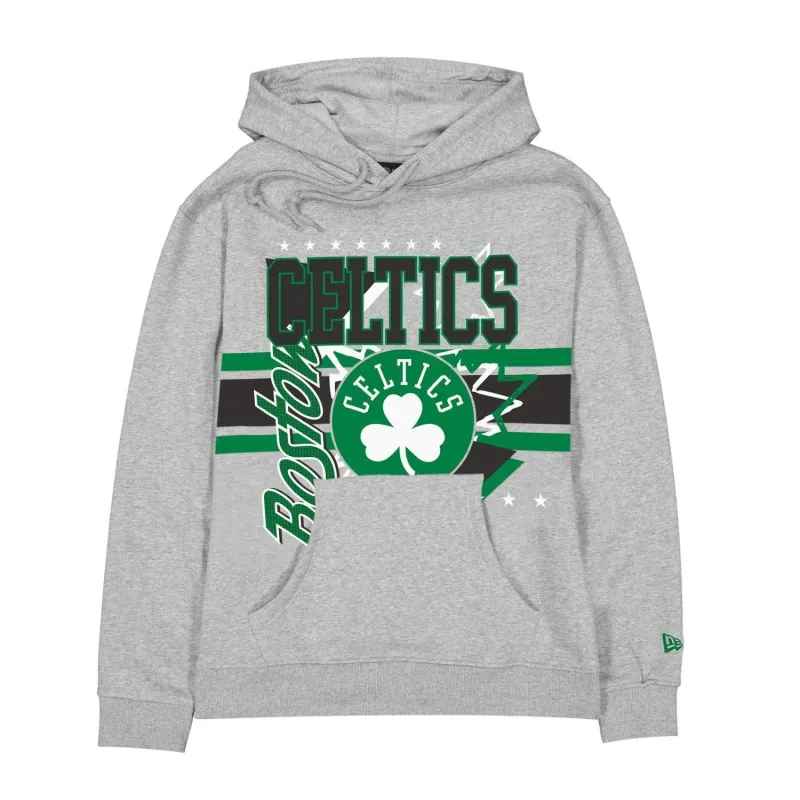 Sudadera Boston Celtics New Era gris con nombre del equipo a gran tamaño