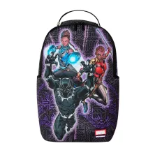 Mochila Sprayground Marvel Black Panther B9120 con Shuri y Okoye en negro y violeta - frontal