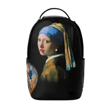 Mochila Sprayground La Joven de la Perla B9188 negra con perla real en el frontal - principal
