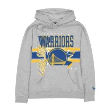 Sudadera Warriors Gris de New Era con gráficos y nombre del equipo a gran tamaño - frontal