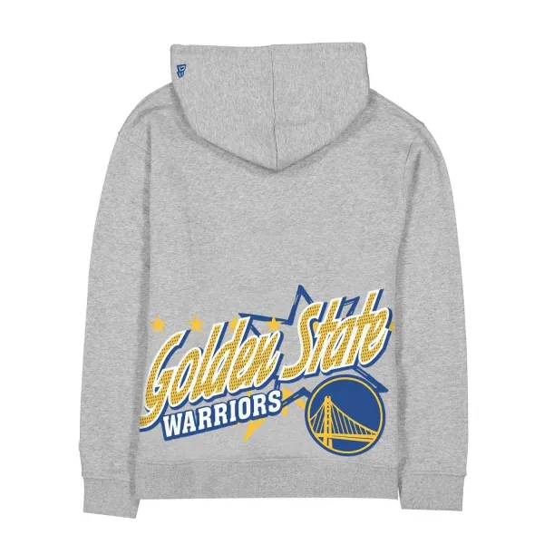 Sudadera Warriors Gris de New Era con gráficos y nombre del equipo a gran tamaño - inferior Sudadera Warriors Gris de New Era con gráficos y nombre del equipo a gran tamaño - inferior