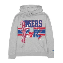Sudadera Sixers de New Era en color gris y gráficos de gran tamaño - frontal