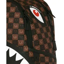 Mochila Sprayground Sharks in Paris Savage B9305 de cuadros marrones con boca de tiburón - cremallera Mochila Sprayground Sharks in Paris Savage B9305 de cuadros marrones con boca de tiburón - cremallera