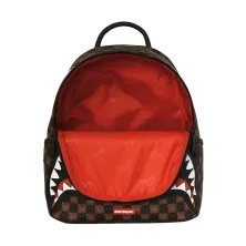 Mochila Sprayground Sharks in Paris Savage B9305 de cuadros marrones con boca de tiburón - interior Mochila Sprayground Sharks in Paris Savage B9305 de cuadros marrones con boca de tiburón - interior