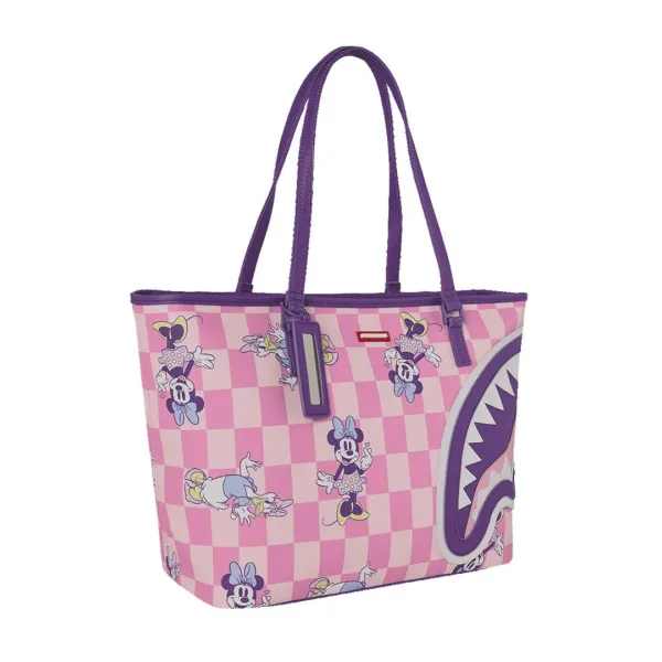 Bolso Sprayground Disney Minnie y Daisy T9375 de cuadros rosas con asas moradas - 4 Bolso Sprayground Disney Minnie y Daisy T9375 de cuadros rosas con asas moradas - 4