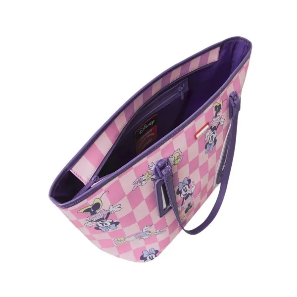 Bolso Sprayground Disney Minnie y Daisy T9375 de cuadros rosas con asas moradas - 3 Bolso Sprayground Disney Minnie y Daisy T9375 de cuadros rosas con asas moradas - 3