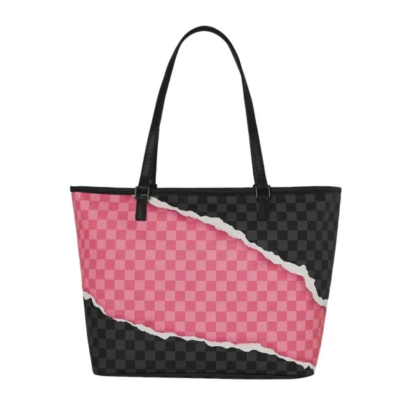 Bolso Sprayground Pantera Rosa On The Run T9377 con cuadros negros y rosas y efecto rasgado - 3 Bolso Sprayground Pantera Rosa On The Run T9377 con cuadros negros y rosas y efecto rasgado - 3