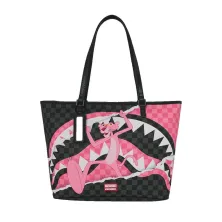 Bolso Sprayground Pantera Rosa On The Run T9377 con cuadros negros y rosas y efecto rasgado - 1