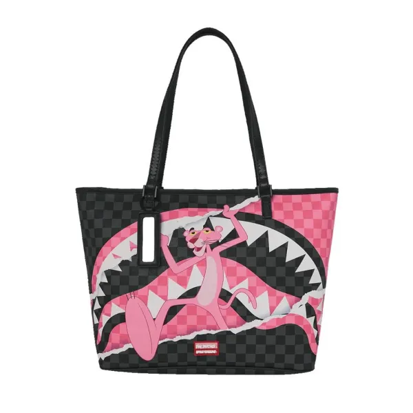 Bolso Sprayground Pantera Rosa On The Run T9377 con cuadros negros y rosas y efecto rasgado - 1 Bolso Sprayground Pantera Rosa On The Run T9377 con cuadros negros y rosas y efecto rasgado - 1