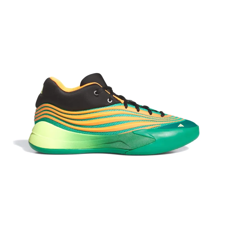 adidas Dame X “Meet The Moment”, el modelo signature de Damian Lillard, en color Court Green / Lucid Orange / Frozen Lemon 1