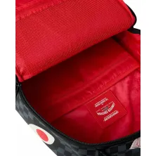 Mochila Sprayground USPS Half Stamps original con cuadros negros y grises y la clásica boca de tiburón - interior Mochila Sprayground USPS Half Stamps original con cuadros negros y grises y la clásica boca de tiburón - interior
