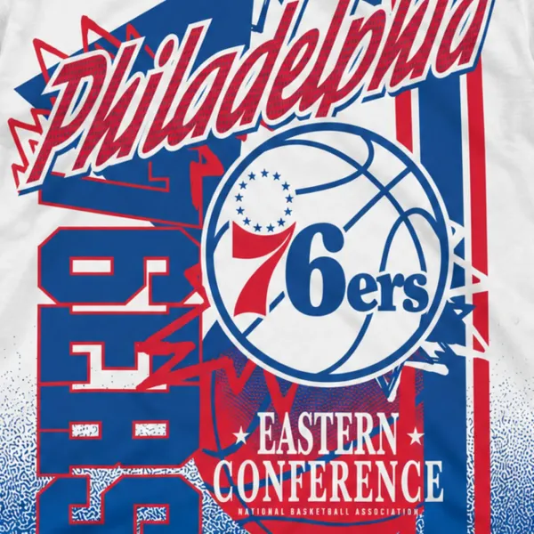 Camiseta manga corta Sixers NBA Sports Classics blanca, detalle Camiseta manga corta Sixers NBA Sports Classics blanca, detalle